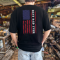 Best Dad Ever | Tattered US Flag - Color on High Quality Black T-Shirt