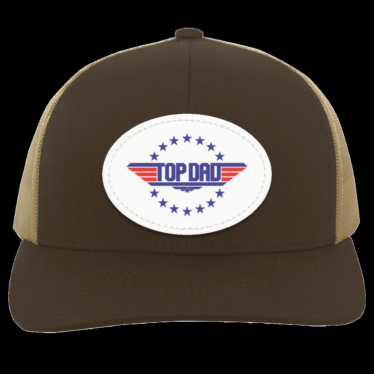 Dad | Top Dad - White Oval Patch | Snap Back Trucker Hat