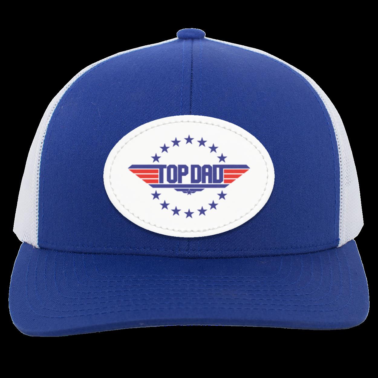 Dad | Top Dad - White Oval Patch | Snap Back Trucker Hat