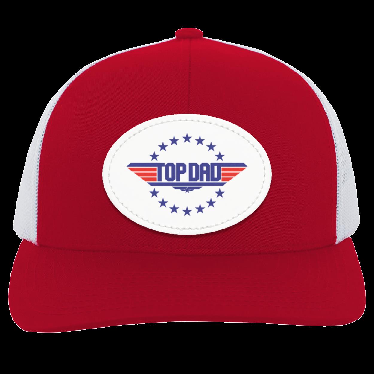 Dad | Top Dad - White Oval Patch | Snap Back Trucker Hat