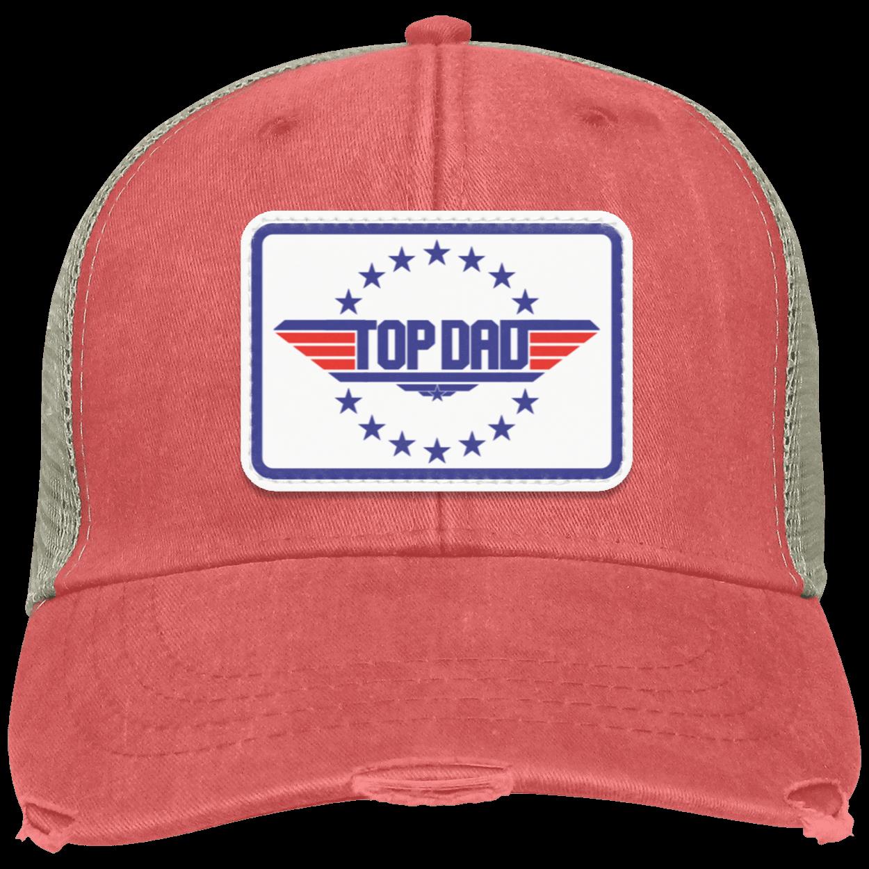 Dad | Top Dad - White Patch | Distressed Ball Cap