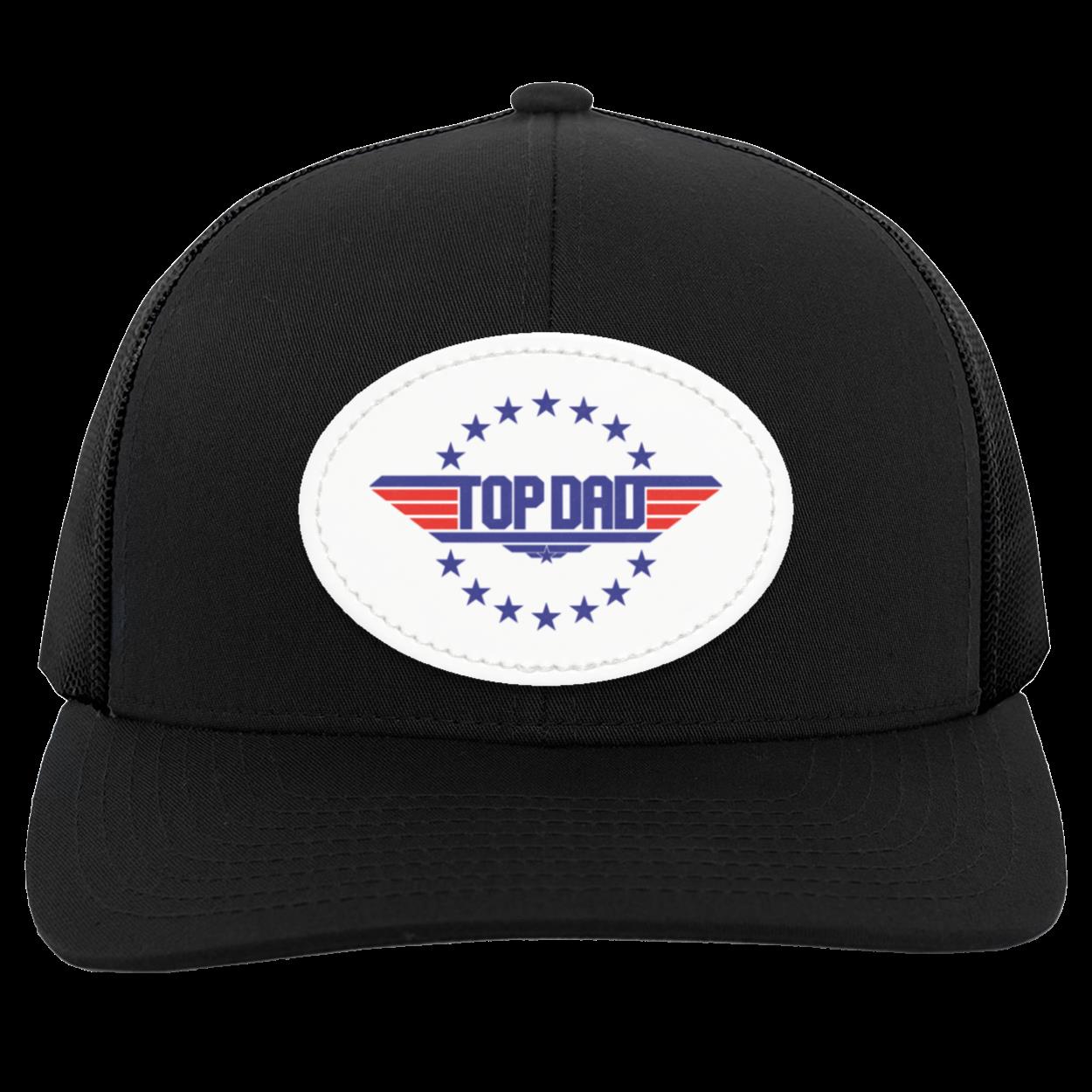 Dad | Top Dad - White Oval Patch | Snap Back Trucker Hat