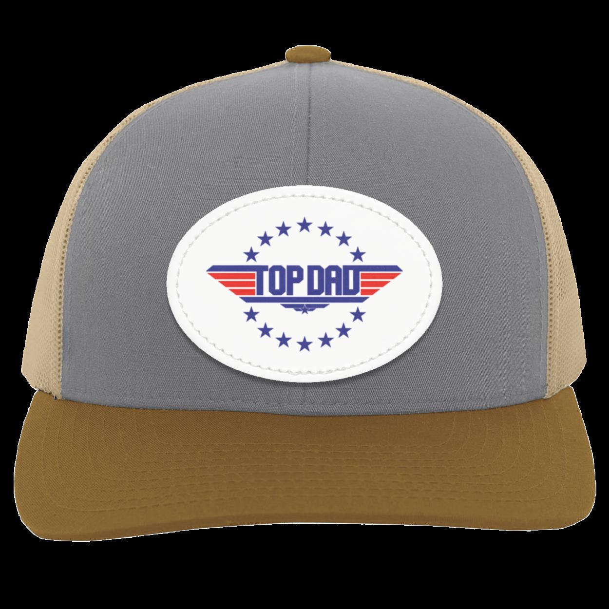 Dad | Top Dad - White Oval Patch | Snap Back Trucker Hat