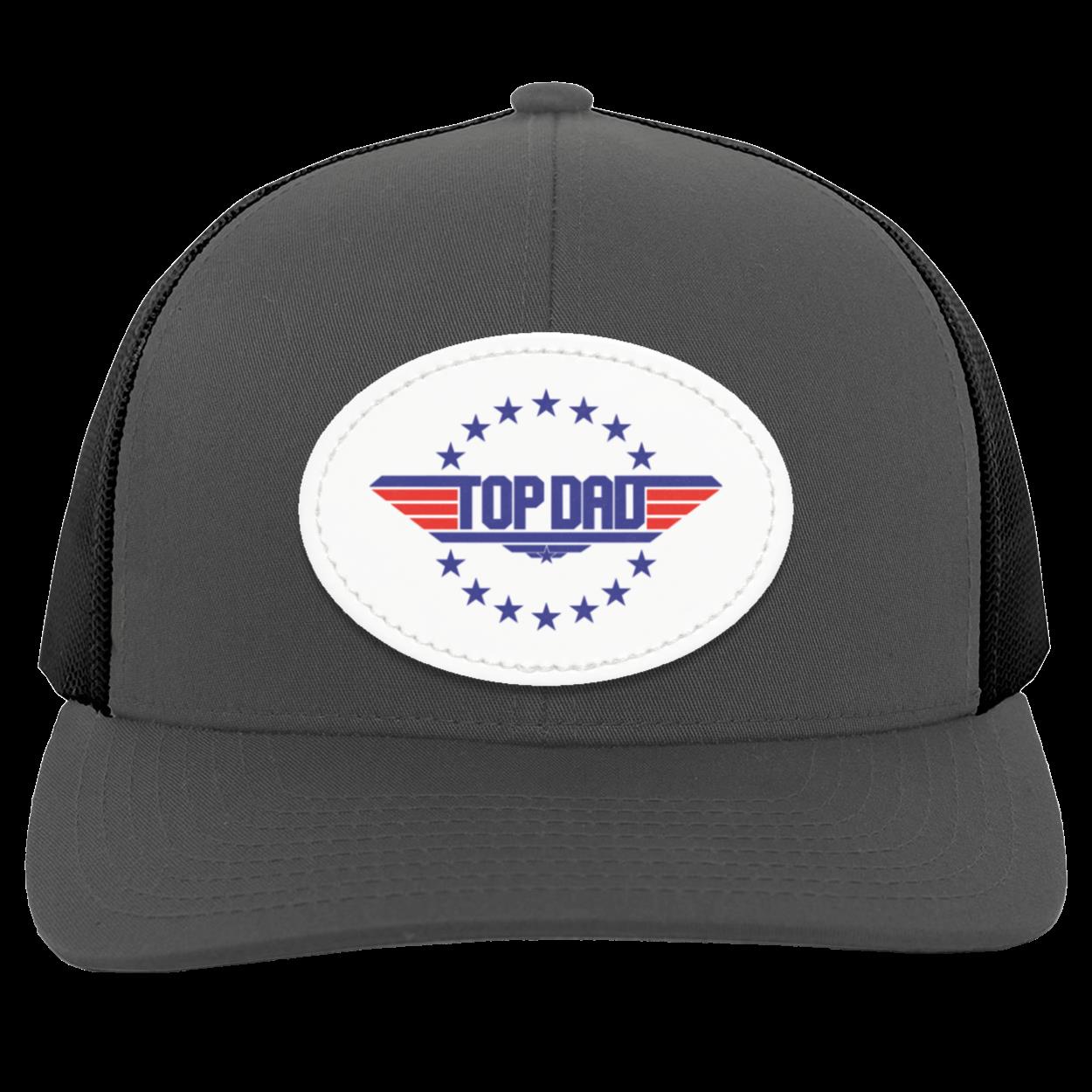 Dad | Top Dad - White Oval Patch | Snap Back Trucker Hat