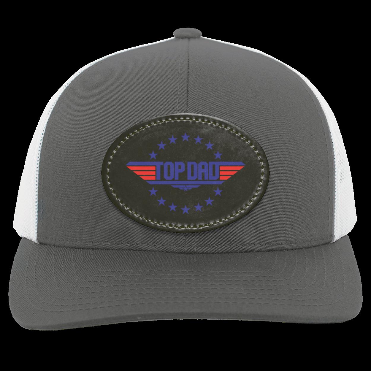 Dad | Top Dad - Black Oval Patch | Trucker Snap Back Hat
