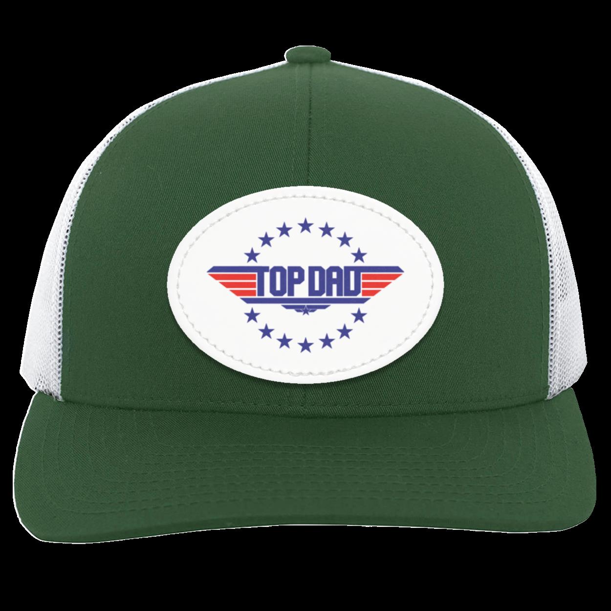 Dad | Top Dad - White Oval Patch | Snap Back Trucker Hat