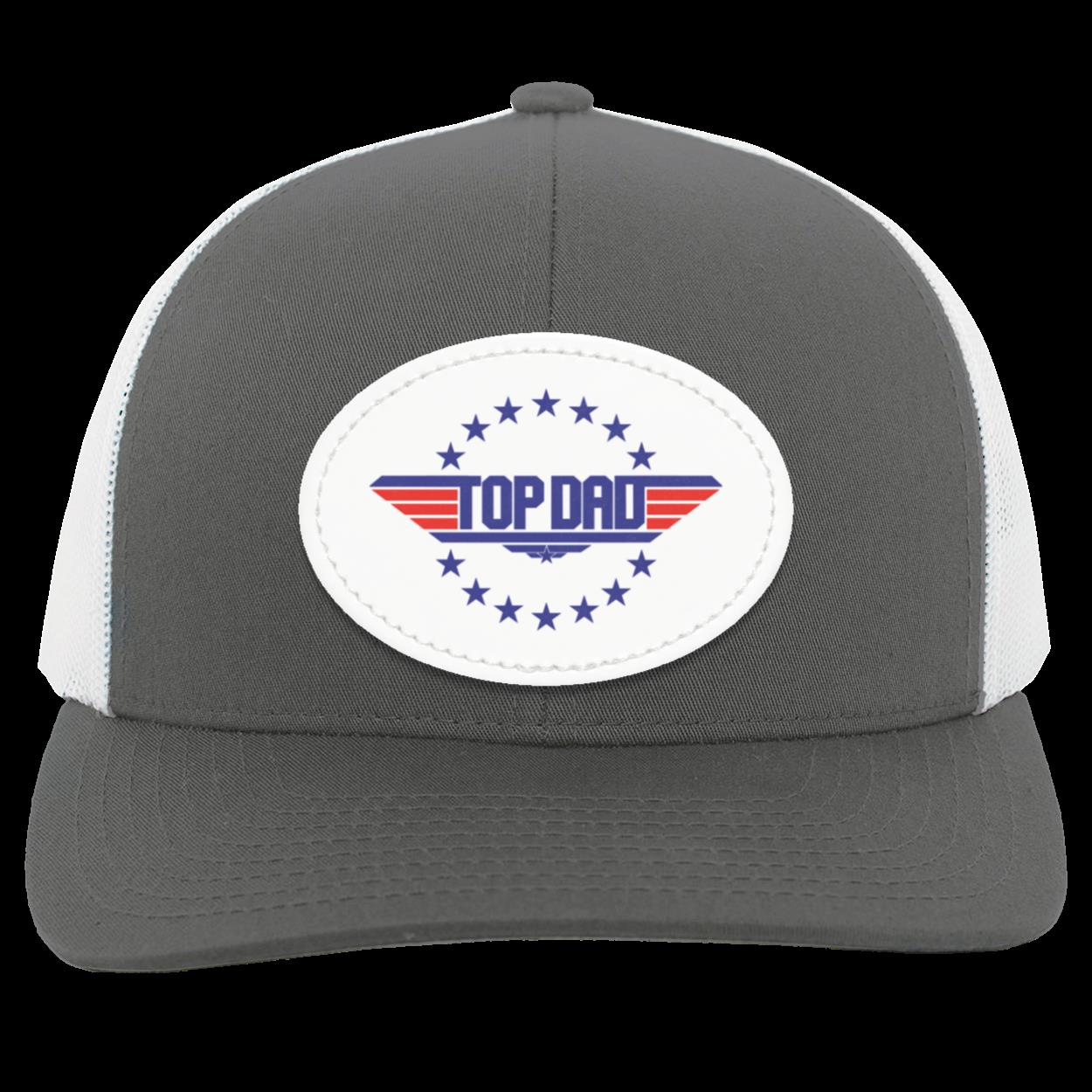 Dad | Top Dad - White Oval Patch | Snap Back Trucker Hat