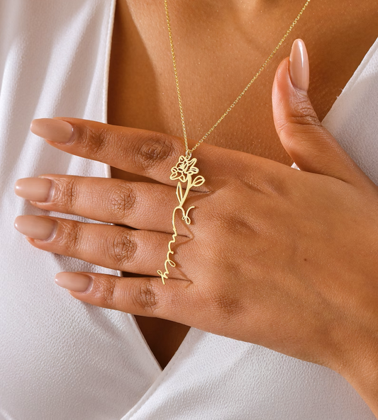 Personalized Flower Name Necklace