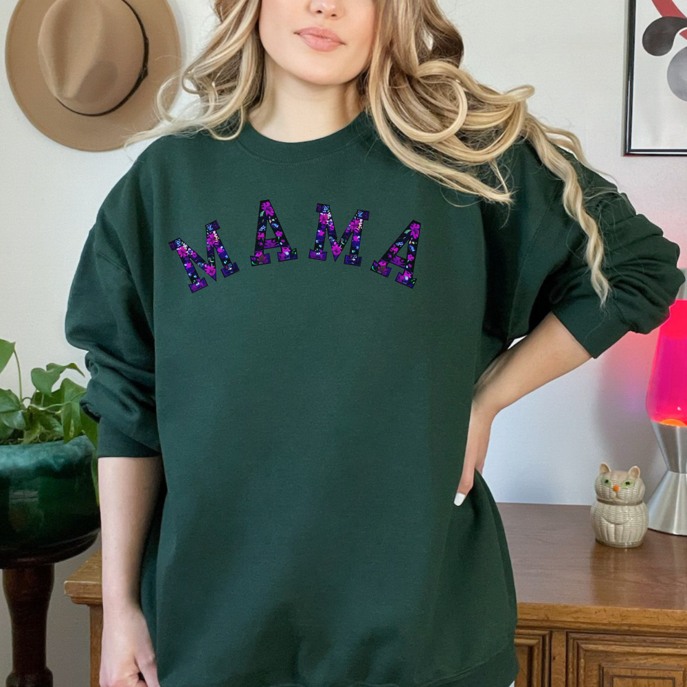 MAMA | Black and Purple Floral Sweatshirt