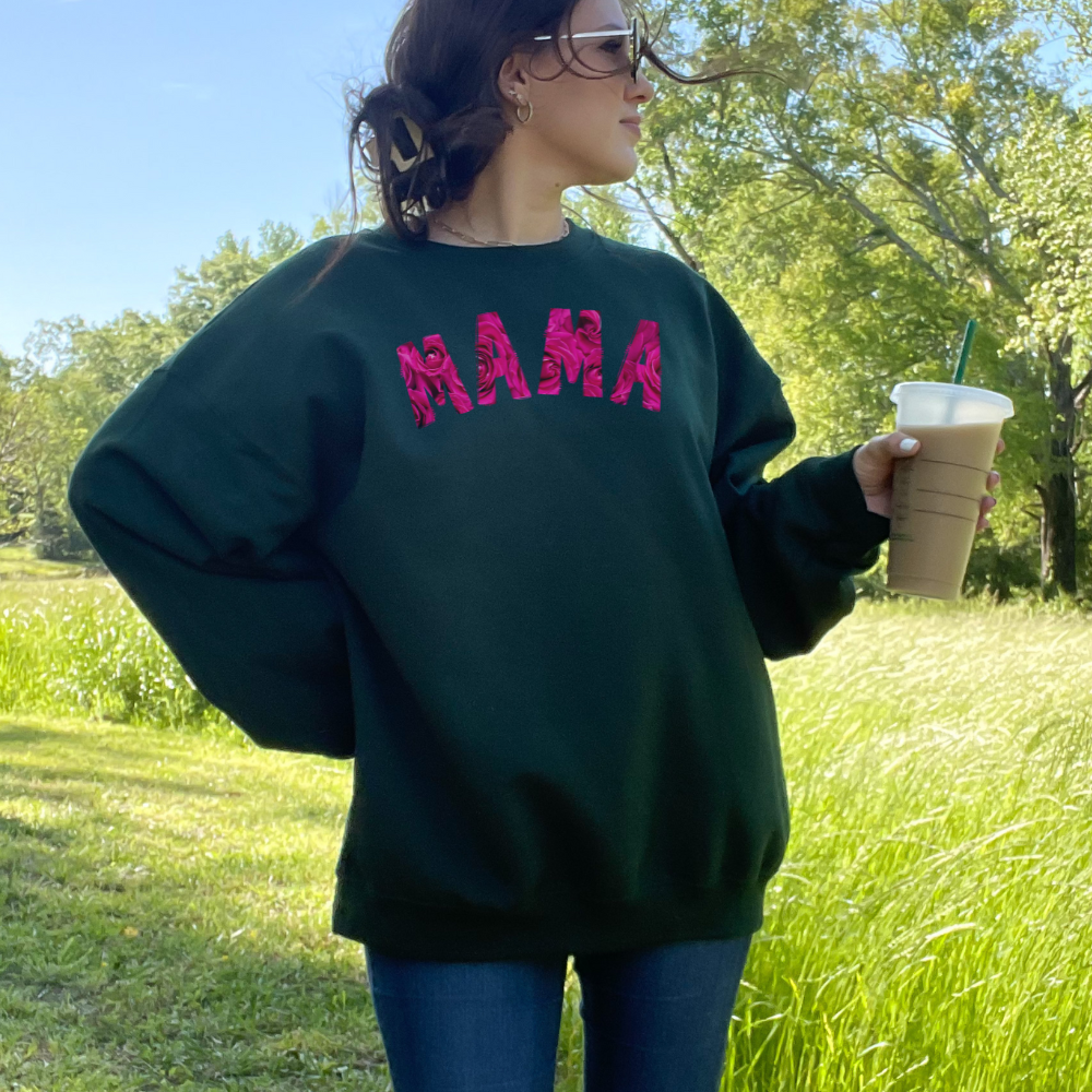 MAMA - Pink Rose | High Quality Sweatshirt | 12 Colors to Choose From
