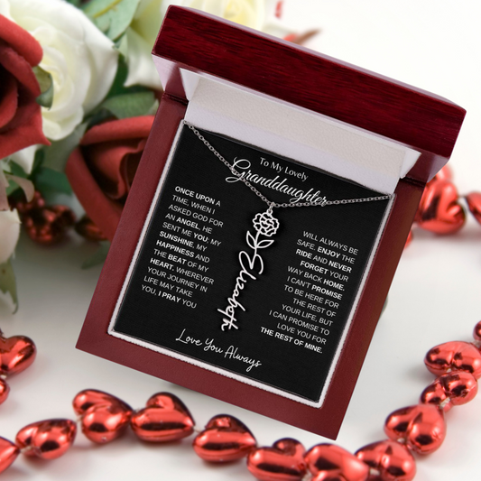 To My Lovely Granddaughter | Beautiful Flower Name Necklace