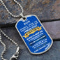 To My Son | Dog Tag Necklace | Blue