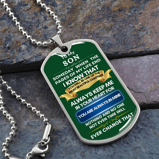 To My Son | Dog Tag Necklace | Green