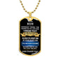 To My Son | Dog Tag Necklace | Black