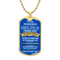To My Grandson | Dog Tag Necklace | Blue