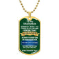 To My Grandson | Dog Tag Necklace | Green