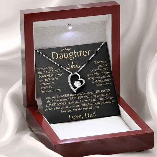 To My Daughter | "You Are Braver Than You Think" | Forever Love Necklace - Love Dad | FREE EARRINGS | ⭐⭐⭐⭐