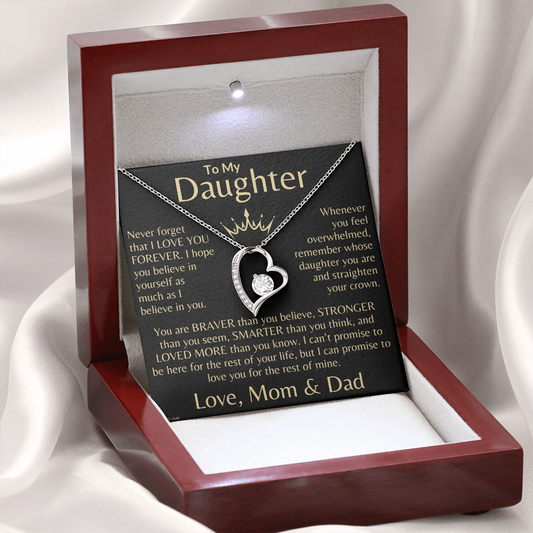 To My Daughter | "You Are Braver Than You Think" | Forever Love Necklace - Love Mom & Dad | FREE EARRINGS ⭐⭐⭐⭐