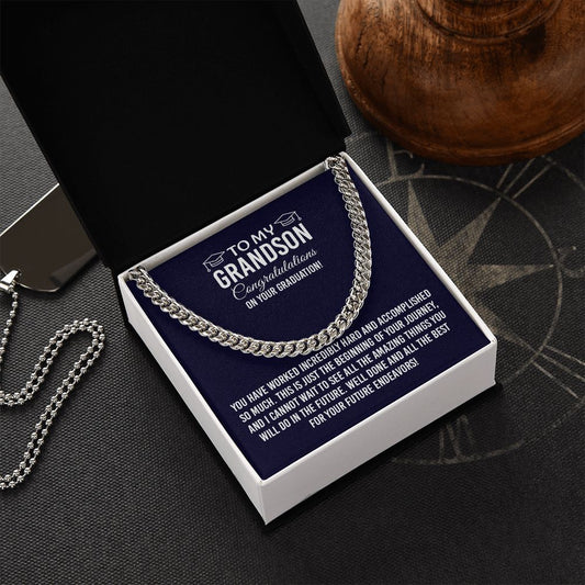 To My Grandson For Graduation | Congratulations | Cuban Link Chain