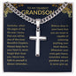 To My Dearest Grandson | Cross Necklace on Cuban Link Chain