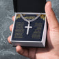 To My Dearest Grandson | Cross Necklace on Cuban Link Chain