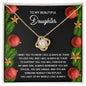 To My Beautiful Daughter | Nobody Can Replace | Love Knot Necklace (Yellow & White Gold Variants)