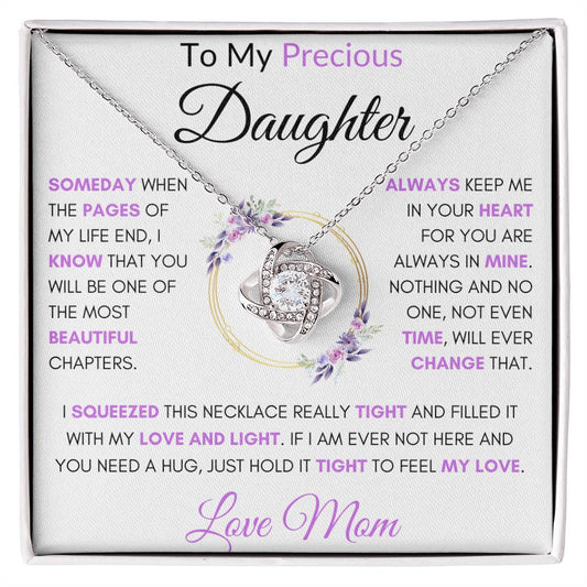 To My Precious Daughter | Love Knot Necklace | Love Mom