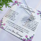 To My Lovely Granddaughter | My Sunshine... Pink Roses on White | Love Knot Necklace