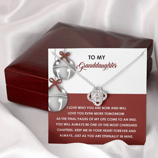 To My Granddaughter | To An End | Love Knot Necklace (Yellow & White Gold Variants)
