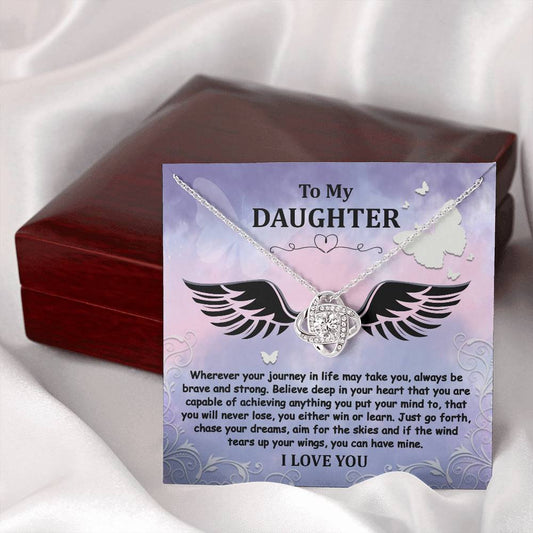 Daughter | Brave And Strong | Love Knot Necklace