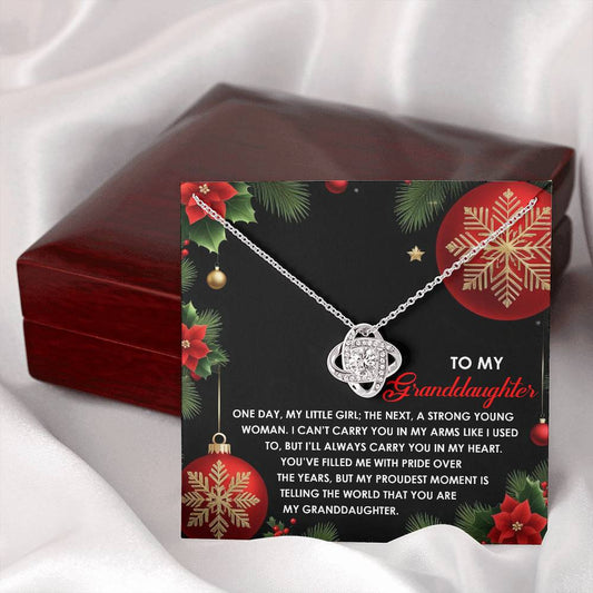 To My Granddaughter | Proudest Moment | Love Knot Necklace (Yellow & White Gold Variants)