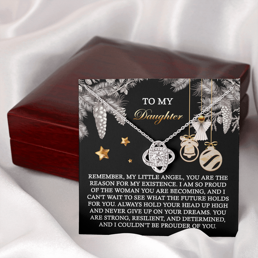 To My Daughter | Prouder Of You | Love Knot Necklace (Yellow & White Gold Variants)