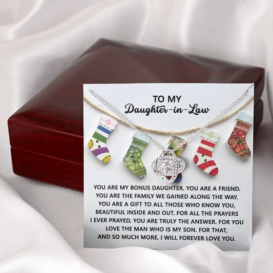 To My Daughter-in-Law | A Gift | Love Knot Necklace (Yellow & White Gold Variants)