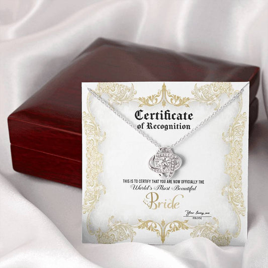 Bride | Certificate Of Recognition | Love Knot Necklace