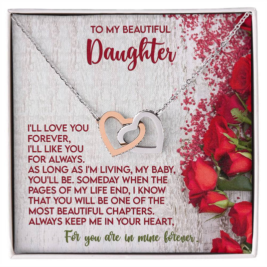 My Beautiful Daughter | Love You Forever | Interlocking Hearts Necklace