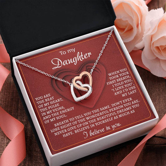 Daughter | Of My Heart | Interlocking Hearts Necklace