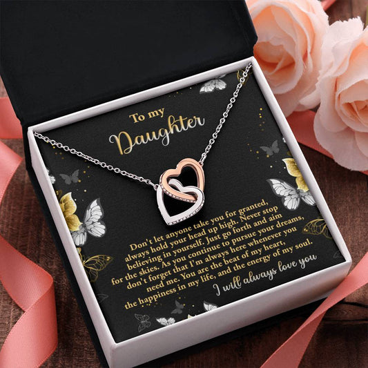 Daughter | Pursue Your Dreams | Interlocking Hearts Necklace