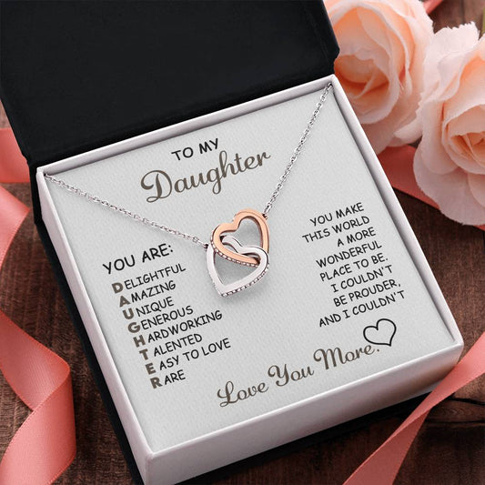 Daughter | Love You More | Interlocking Hearts Necklace