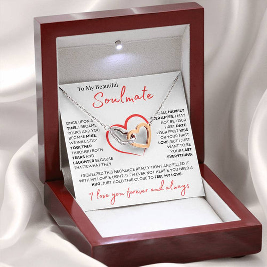 To My Beautiful Soulmate | Interlocking Hearts Necklace - FREE EARRINGS | I Love You Forever and Always