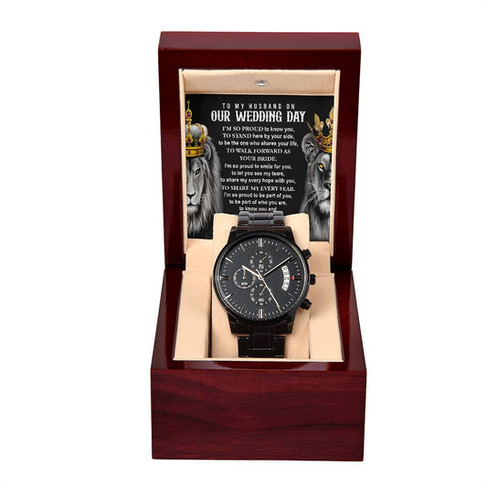 Husband | By Your Side | Black Metal Chronograph Watch