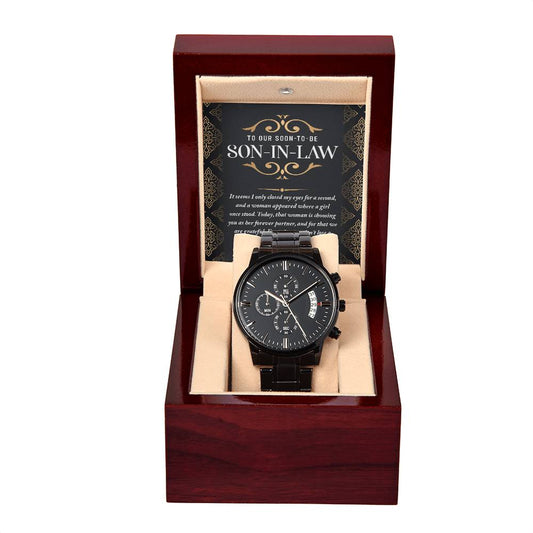 Son-In-Law | Her Forever Partner | Black Metal Chronograph Watch