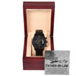Father-in-Law | Honored To Be | Black Metal Chronograph Watch