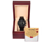 I'm Sorry | Breaks My Heart | Black Metal Chronograph Watch
