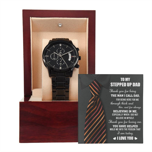 Step Dad | Into The Person | Black Metal Chronograph Watch