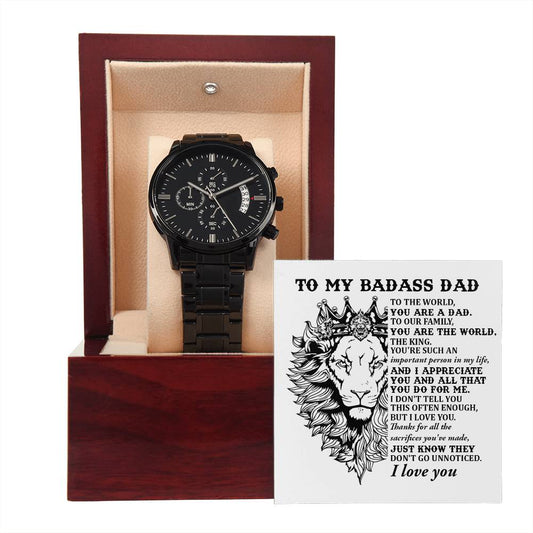 Dad | Important Person | Black Metal Chronograph Watch