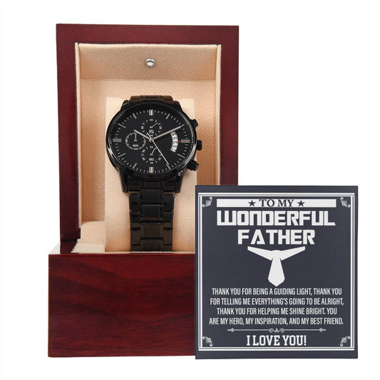 Dad | My Best Friend | Black Metal Chronograph Watch