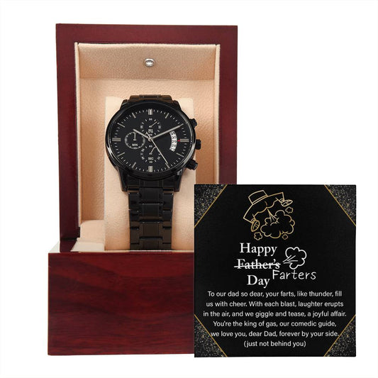Dad | Farter's Day | Black Metal Chronograph Watch