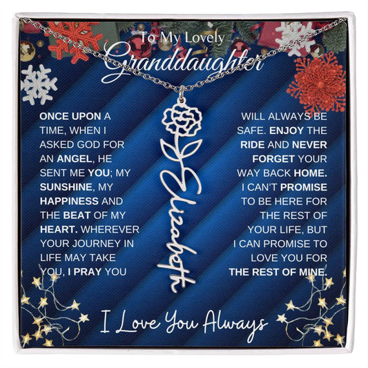To My Lovely Granddaughter | Once Upon A Time | Christmas Birth Flower Name Necklace