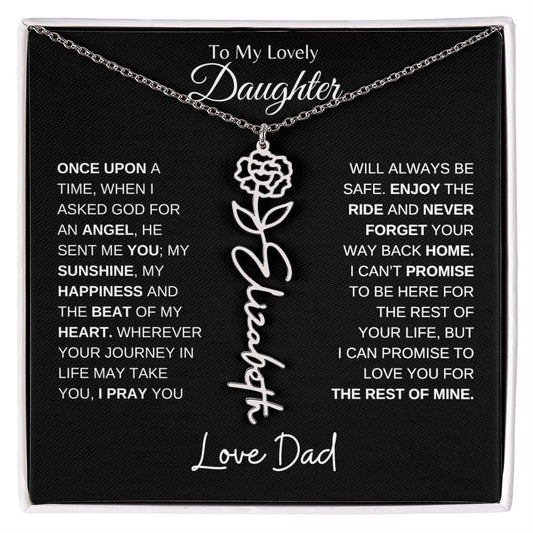 To My Lovely Daughter | Personalized Flower Name Necklace | Love Dad