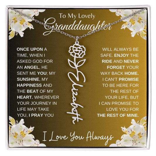 To My Lovely Granddaughter | Once Upon A Time...Lily | Personalized Birth Flower Necklace ⭐⭐⭐⭐